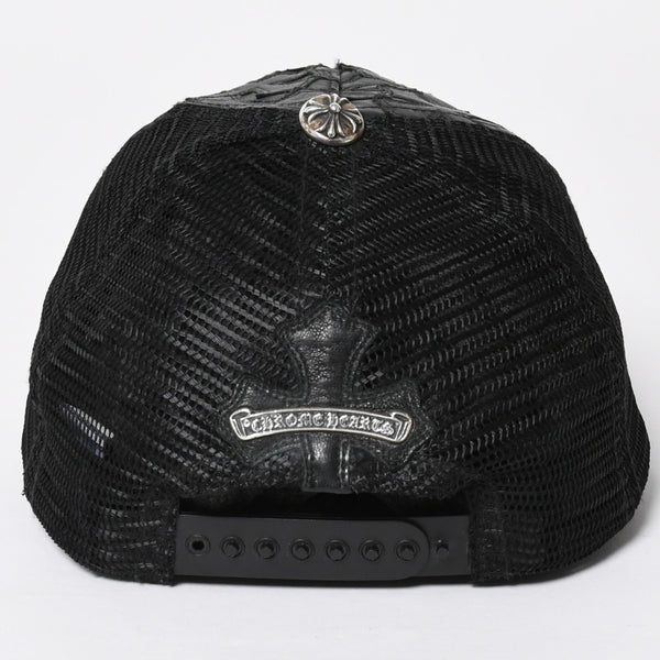CHROME HEARTS クロムハーツ セメタリークロス レザーパッチ キャップ ブラック シルバー金具 ブラック 美品 中古 4a008361