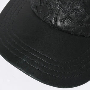 CHROME HEARTS クロムハーツ セメタリークロス レザーパッチ キャップ ブラック シルバー金具 ブラック 美品 中古 4a008361