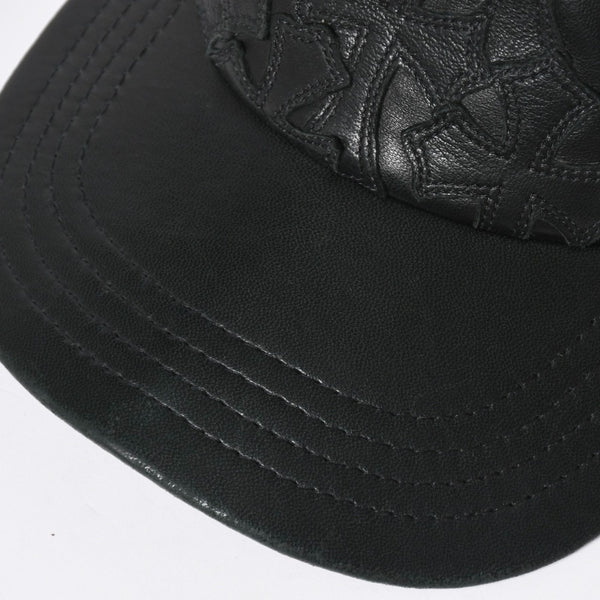 CHROME HEARTS クロムハーツ セメタリークロス レザーパッチ キャップ ブラック シルバー金具 ブラック 美品 中古 4a008361