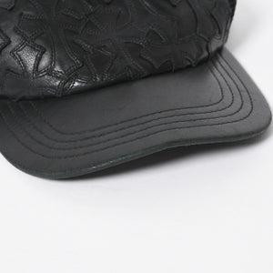 CHROME HEARTS クロムハーツ セメタリークロス レザーパッチ キャップ ブラック シルバー金具 ブラック 美品 中古 4a008361