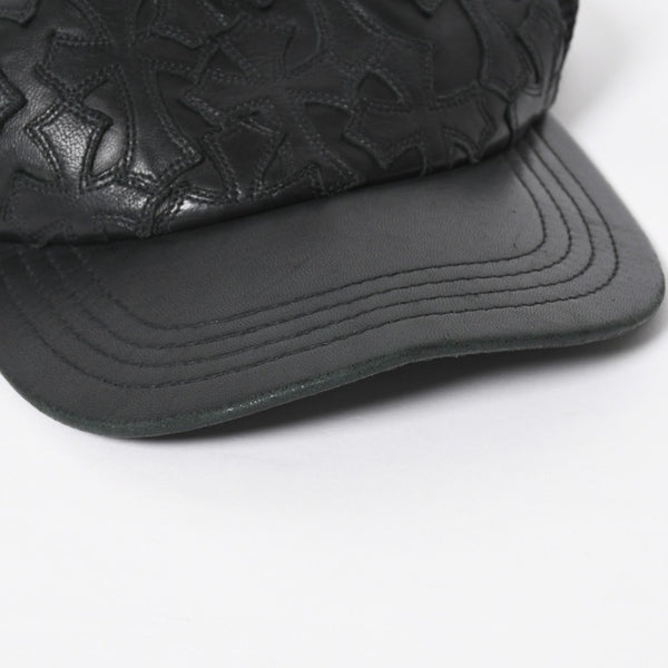 CHROME HEARTS クロムハーツ セメタリークロス レザーパッチ キャップ ブラック シルバー金具 ブラック 美品 中古 4a008361