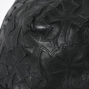 CHROME HEARTS クロムハーツ セメタリークロス レザーパッチ キャップ ブラック シルバー金具 ブラック 美品 中古 4a008361