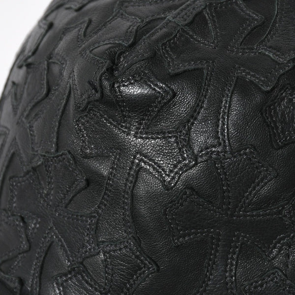 CHROME HEARTS クロムハーツ セメタリークロス レザーパッチ キャップ ブラック シルバー金具 ブラック 美品 中古 4a008361