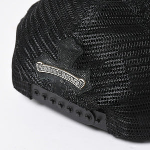 CHROME HEARTS クロムハーツ セメタリークロス レザーパッチ キャップ ブラック シルバー金具 ブラック 美品 中古 4a008361