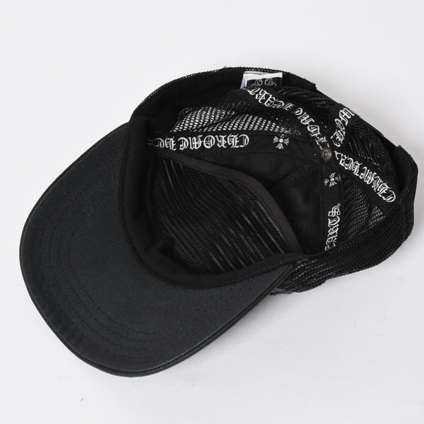 CHROME HEARTS クロムハーツ セメタリークロス レザーパッチ キャップ ブラック シルバー金具 ブラック 美品 中古 4a008361
