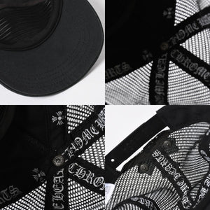 CHROME HEARTS クロムハーツ セメタリークロス レザーパッチ キャップ ブラック シルバー金具 ブラック 美品 中古 4a008361