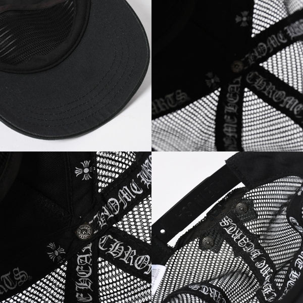 CHROME HEARTS クロムハーツ セメタリークロス レザーパッチ キャップ ブラック シルバー金具 ブラック 美品 中古 4a008361