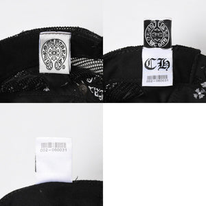 CHROME HEARTS クロムハーツ セメタリークロス レザーパッチ キャップ ブラック シルバー金具 ブラック 美品 中古 4a008361