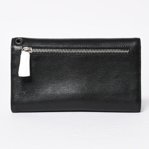 新品未使用 CHROME HEARTS クロムハーツ WAVE CRS BTN NOVELTY ウェーブロングウォレット 長財布 クロスボタン ブラック 中古 4a007347