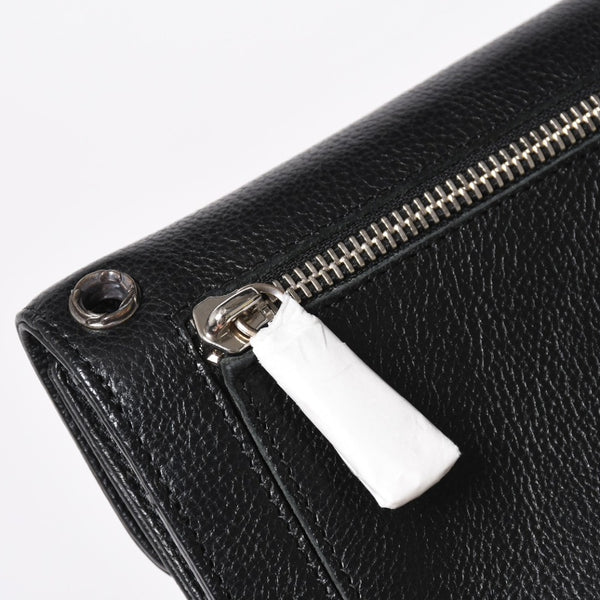 新品未使用 CHROME HEARTS クロムハーツ WAVE CRS BTN NOVELTY ウェーブロングウォレット 長財布 クロスボタン ブラック 中古 4a007347