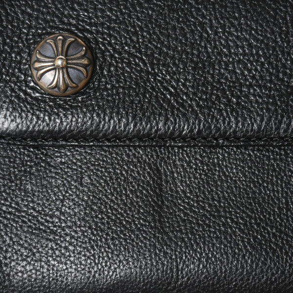 新品未使用 CHROME HEARTS クロムハーツ WAVE CRS BTN NOVELTY ウェーブロングウォレット 長財布 クロスボタン ブラック 中古 4a007347