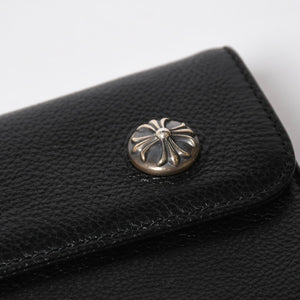 新品未使用 CHROME HEARTS クロムハーツ WAVE CRS BTN NOVELTY ウェーブロングウォレット 長財布 クロスボタン ブラック 中古 4a007347