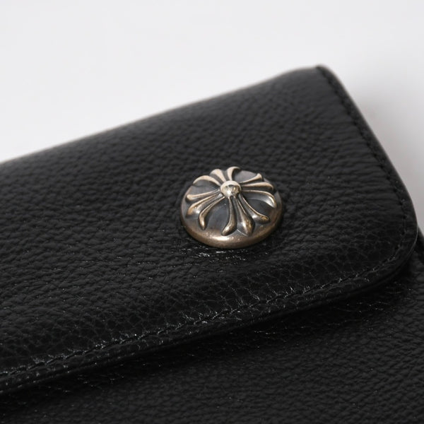 新品未使用 CHROME HEARTS クロムハーツ WAVE CRS BTN NOVELTY ウェーブロングウォレット 長財布 クロスボタン ブラック 中古 4a007347