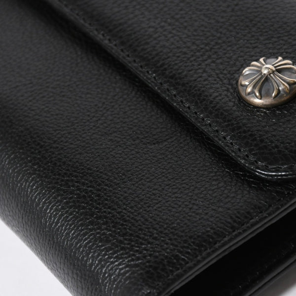 新品未使用 CHROME HEARTS クロムハーツ WAVE CRS BTN NOVELTY ウェーブロングウォレット 長財布 クロスボタン ブラック 中古 4a007347