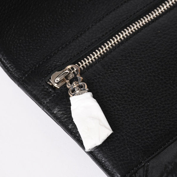 新品未使用 CHROME HEARTS クロムハーツ WAVE CRS BTN NOVELTY ウェーブロングウォレット 長財布 クロスボタン ブラック 中古 4a007347