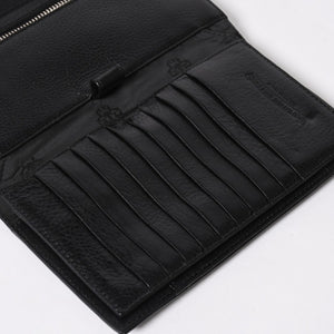 新品未使用 CHROME HEARTS クロムハーツ WAVE CRS BTN NOVELTY ウェーブロングウォレット 長財布 クロスボタン ブラック 中古 4a007347