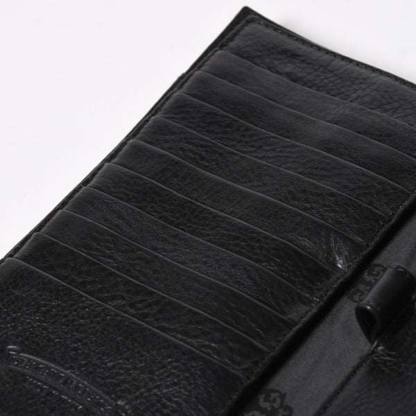 新品未使用 CHROME HEARTS クロムハーツ WAVE CRS BTN NOVELTY ウェーブロングウォレット 長財布 クロスボタン ブラック 中古 4a007347