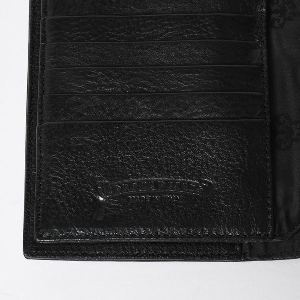 新品未使用 CHROME HEARTS クロムハーツ WAVE CRS BTN NOVELTY ウェーブロングウォレット 長財布 クロスボタン ブラック 中古 4a007347