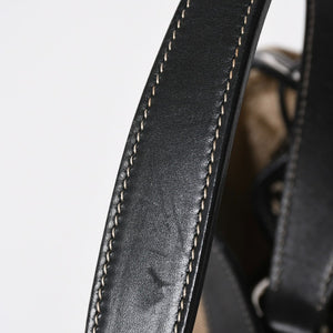 Very good condition PRADA handbag one shoulder bag logo made in Italy jacquard leather black beige silver hardware used 4a008271