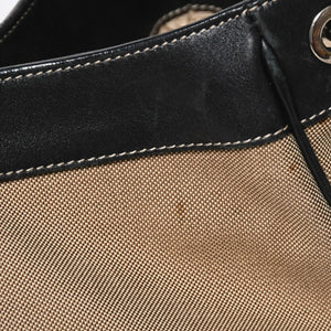 Very good condition PRADA handbag one shoulder bag logo made in Italy jacquard leather black beige silver hardware used 4a008271