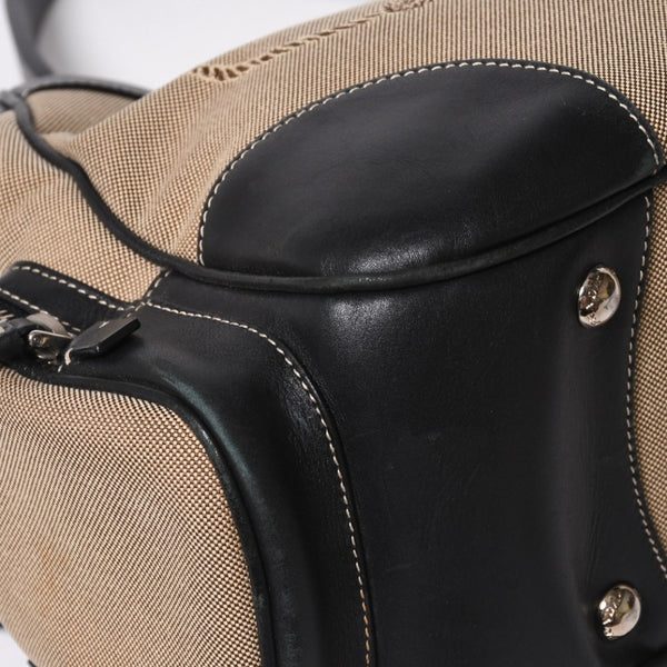 Very good condition PRADA handbag one shoulder bag logo made in Italy jacquard leather black beige silver hardware used 4a008271