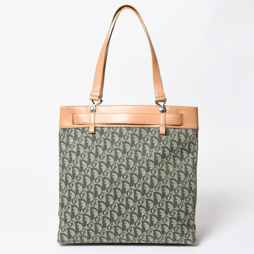 Very good condition CHRISTIANDIOR Trotter pattern tote bag pants motif Galliano period BM-0091 White calfskin Silver hardware Used 4a008266