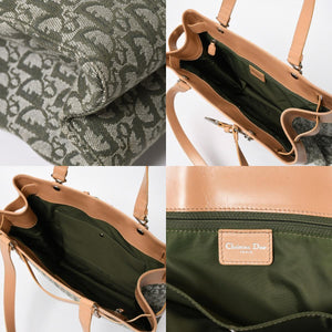 Very good condition CHRISTIANDIOR Trotter pattern tote bag pants motif Galliano period BM-0091 White calfskin Silver hardware Used 4a008266