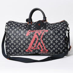 Very Good Condition LOUIS VUITTON Boston Bag Keepall 50 Bandouliere Monogram Ink Upside Down M43684 4a008290