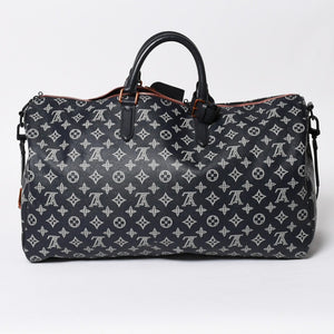 Very Good Condition LOUIS VUITTON Boston Bag Keepall 50 Bandouliere Monogram Ink Upside Down M43684 4a008290