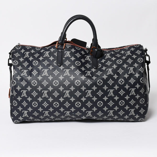 Very Good Condition LOUIS VUITTON Boston Bag Keepall 50 Bandouliere Monogram Ink Upside Down M43684 4a008290