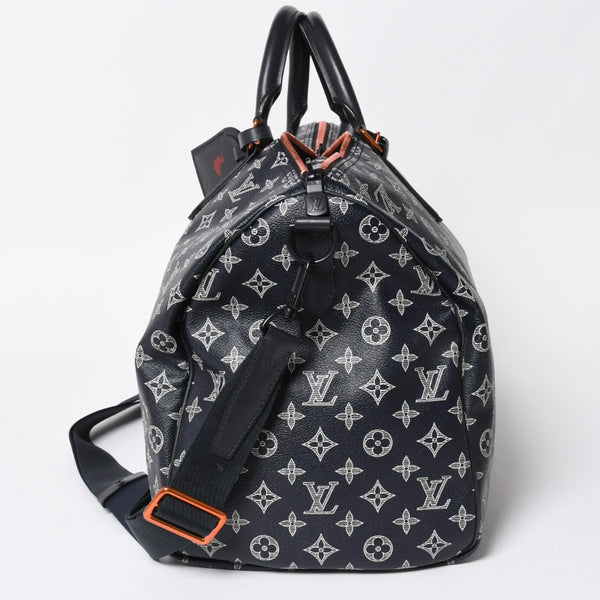 Very Good Condition LOUIS VUITTON Boston Bag Keepall 50 Bandouliere Monogram Ink Upside Down M43684 4a008290