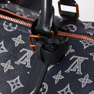 Very Good Condition LOUIS VUITTON Boston Bag Keepall 50 Bandouliere Monogram Ink Upside Down M43684 4a008290