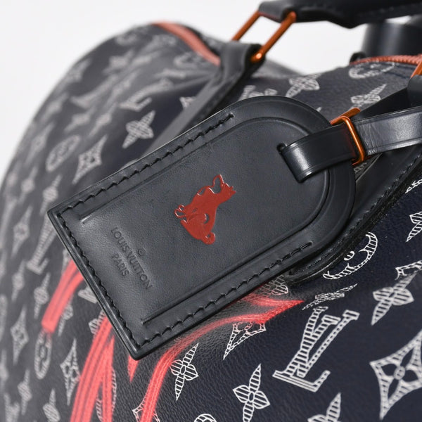 Very Good Condition LOUIS VUITTON Boston Bag Keepall 50 Bandouliere Monogram Ink Upside Down M43684 4a008290