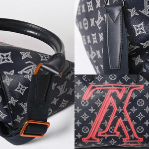 Very Good Condition LOUIS VUITTON Boston Bag Keepall 50 Bandouliere Monogram Ink Upside Down M43684 4a008290