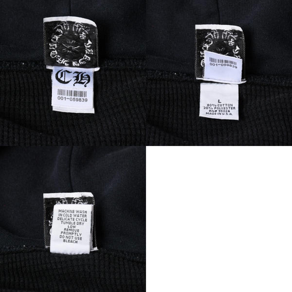 極美品 CHROME HEARTS クロムハーツ パーカー スウェット オールドホースシュー フーディー Old Horseshoe Hoodie 黒 ブラック サイズL 中古 4a008299