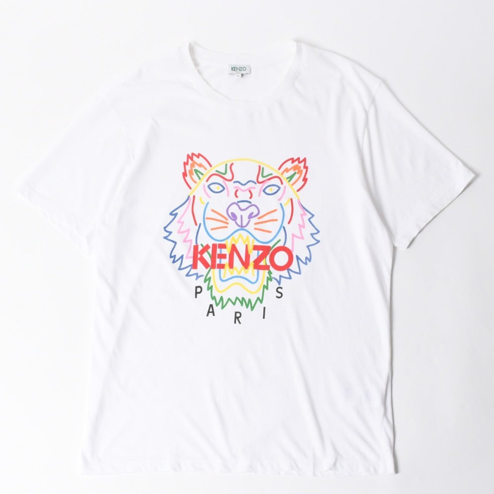 KENZO ケンゾー 半袖Tシャツ F865TS0504YP サイズXL ホワイト マルチカラー プリント コットン 美品 中古 4a007836