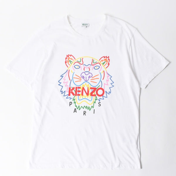 KENZO ケンゾー 半袖Tシャツ F865TS0504YP サイズXL ホワイト マルチカラー プリント コットン 美品 中古 4a007836