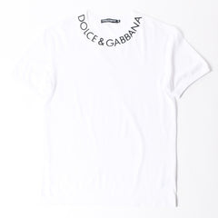 極美品 DOLCE & GABBANA ドルチェ&ガッバーナ 半袖Tシャツ G8PL1T サイズ48 ネックロゴ ホワイト 中古 4a007819