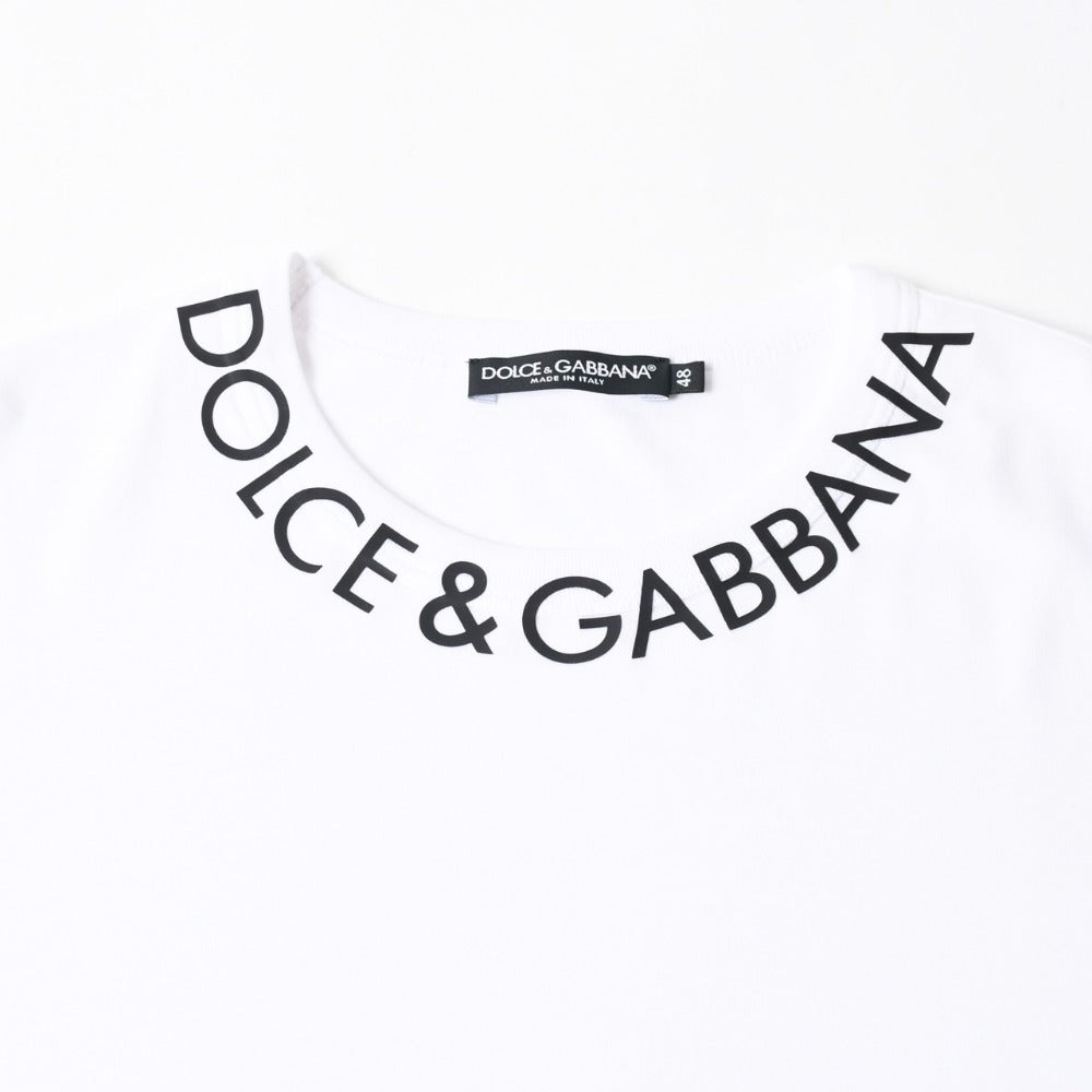 Mint condition DOLCE &amp; GABBANA&ガBubana Short-Sleeve T-Shirt G8PL1T, Size 48, Neck Logo, White, Used, 4a007819