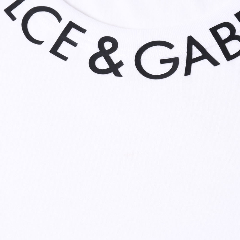 Mint condition DOLCE &amp; GABBANA&ガBubana Short-Sleeve T-Shirt G8PL1T, Size 48, Neck Logo, White, Used, 4a007819