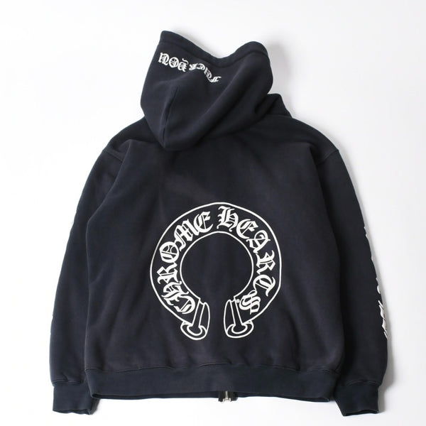 極美品 CHROME HEARTS クロムハーツ パーカー スウェット オールドホースシュー フーディー Old Horseshoe Hoodie 黒 ブラック サイズL 中古 4a008299