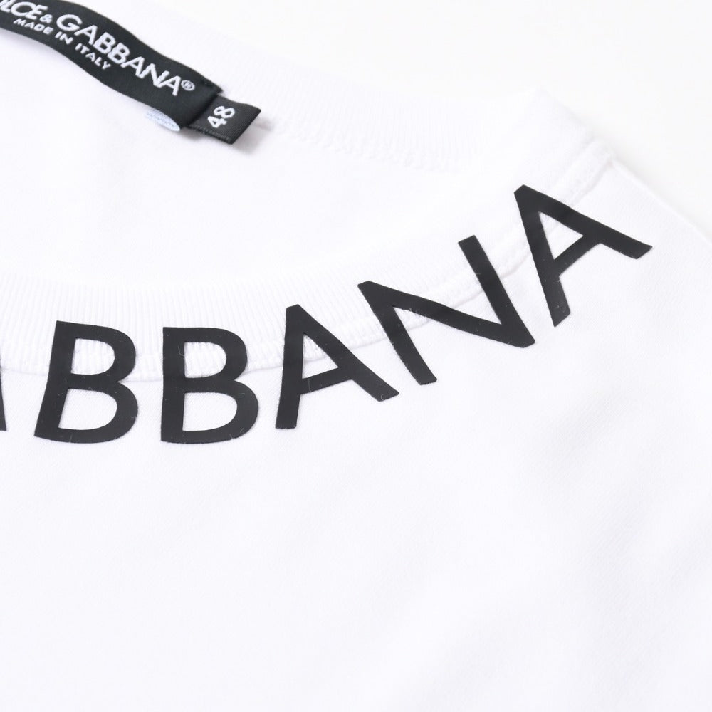 極美品 DOLCE & GABBANA ドルチェ&ガッバーナ 半袖Tシャツ G8PL1T サイズ48 ネックロゴ ホワイト 中古 4a007819