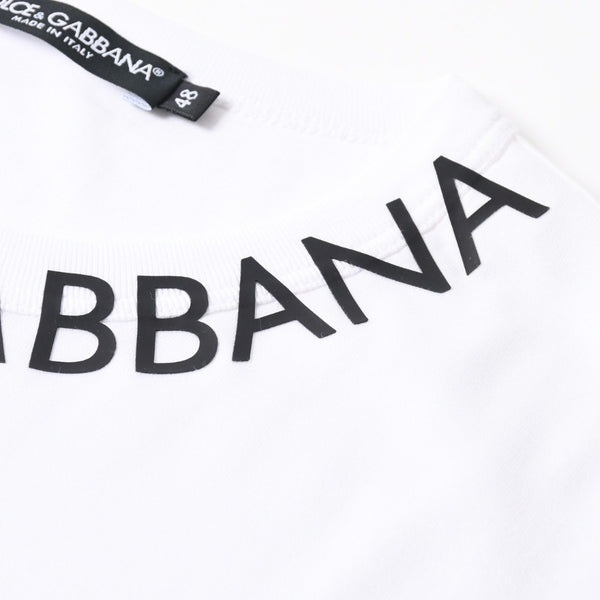 極美品 DOLCE & GABBANA ドルチェ&ガッバーナ 半袖Tシャツ G8PL1T サイズ48 ネックロゴ ホワイト 中古 4a007819