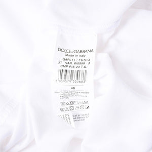 極美品 DOLCE & GABBANA ドルチェ&ガッバーナ 半袖Tシャツ G8PL1T サイズ48 ネックロゴ ホワイト 中古 4a007819