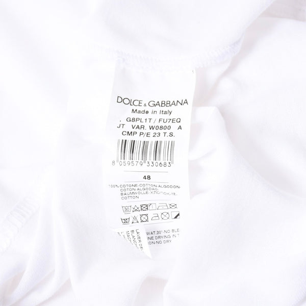 極美品 DOLCE & GABBANA ドルチェ&ガッバーナ 半袖Tシャツ G8PL1T サイズ48 ネックロゴ ホワイト 中古 4a007819