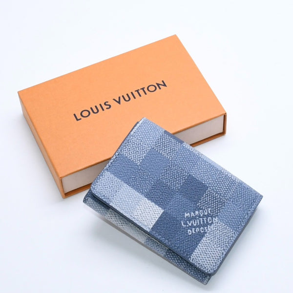 New and unused LOUIS VUITTON Amberop Carte de Visit Card Case M2A103 Monogram Damoflage Indigo Blue Used 4a007909