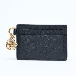 新品同様品 LOUIS VUITTON ルイヴィトン カードケース アンプラント ポルトカルト LVチャーム M82132 ノワール ブラック ゴールド金具 中古 4a007910