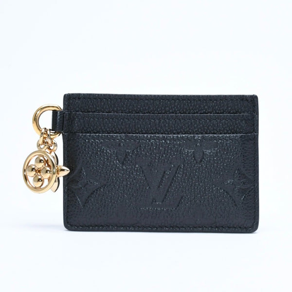 新品同様品 LOUIS VUITTON ルイヴィトン カードケース アンプラント ポルトカルト LVチャーム M82132 ノワール ブラック ゴールド金具 中古 4a007910