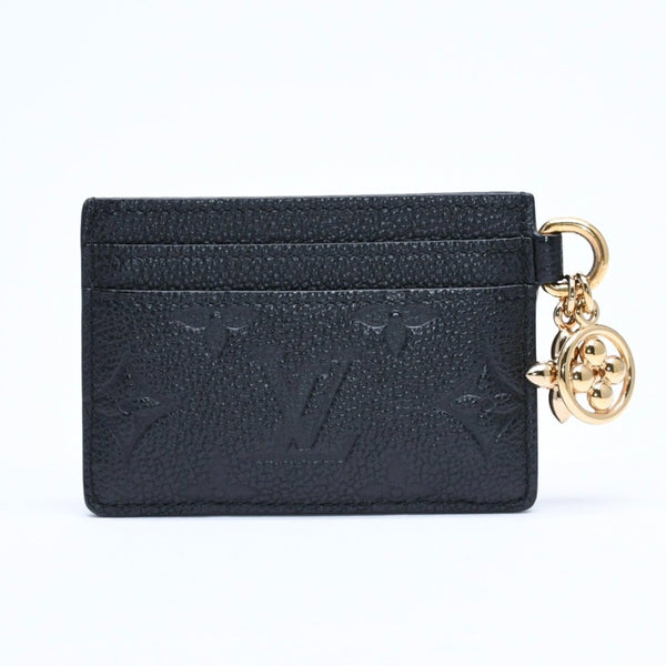 新品同様品 LOUIS VUITTON ルイヴィトン カードケース アンプラント ポルトカルト LVチャーム M82132 ノワール ブラック ゴールド金具 中古 4a007910