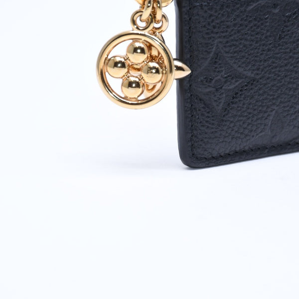 新品同様品 LOUIS VUITTON ルイヴィトン カードケース アンプラント ポルトカルト LVチャーム M82132 ノワール ブラック ゴールド金具 中古 4a007910